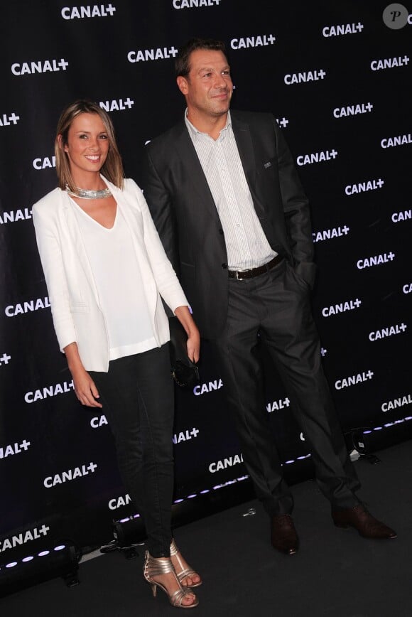 Isabelle Ithurburu et Thomas Lombard lors de la soirée de rentrée Canal + organisée à Paris, le 28 août 2013
