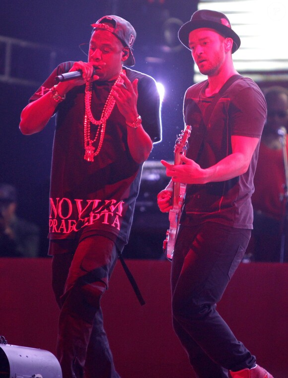 Jay Z et Justin Timberlake en concert au BC Place Stadium à Vancouver, le 31 juillet 2013.