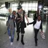 Madonna et ses enfants David, Mercy et Lourdes à l'aéroport de Londres. Le 3 septembre 2013. La chanteuse s'envole certainement pour New york où elle possède sa résidence principale.