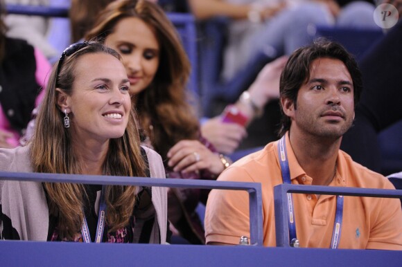 Martina Hingis et David Tosas Ros, son nouveau boyfriend, lors de l'US Open le 4 septembre 2013.