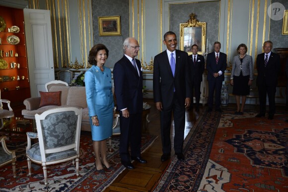 Le couple royal suédois accueillant Barack Obama en visite officielle le 4 septembre 2013