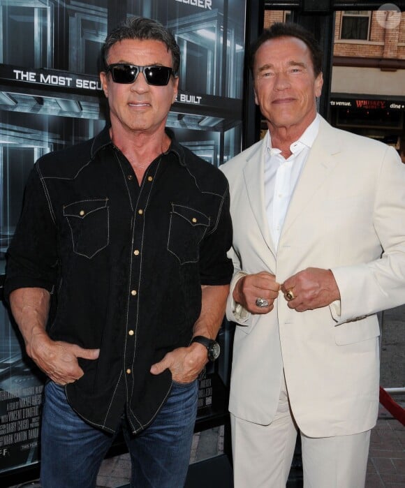 Arnold Schwarzenegger et sylvester Stallone à Londres - juillet 2013