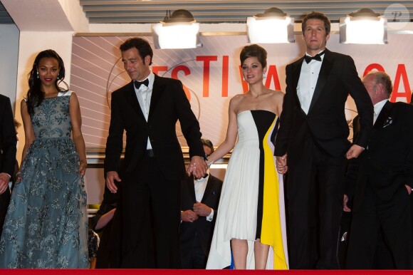 Guillaume Canet, Marion Cotillard, Clive Owen et Zoe Saldana ont présenté "Blood Ties" au 66e Festival de Cannes, le 20 mai 2013.