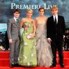 Daniel Radcliffe, J. K. Rowling, Emma Watson et Rupert Grint lors de l'avant-première du film Harry Potter et les reliques de la mort - partie II, le 7 juillet 2011 à Londres