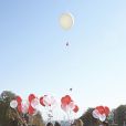 Images du lâcher de ballons de Kenzo, marquant la sortie du parfum Flower in the Air. Paris, le 5 septembre 2013.