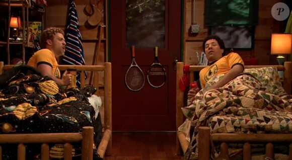 Justin Timberlake et Jimmy Fallon revisitent les souvenirs de colonies de vacances pour les besoins du talk-show "Late Night With Jimmy Fallon", diffusé le mardi 17 septembre 2013.