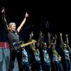 L'ex-Pink Floyd Roger Waters reconstruit "The Wall" au Stade de France, dernière étape d'une tournée de trois ans. Paris, le 21 septembre 2013 .