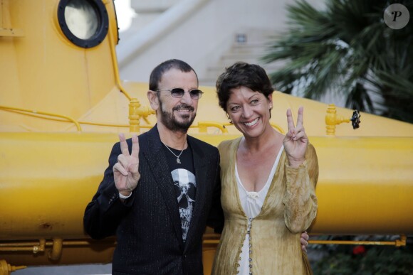 Ringo Starr et Sybille Szaggars Redford (femme de Robert Redford) lors du vernissage de l'exposition Passion / Ocean au Musée Oceanographique de Monaco mardi 24 septembre 2013.