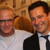 Exclusif - Christophe Lambert et Laurent Gerra pour la présentation de son téléfilm "L'escalier de fer", au Forum de l'image à Paris le 23 septembre 2013