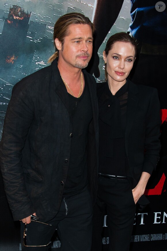 Brad Pitt et Angelina Jolie lors de la présentation du film World War Z à Paris le 3 juin 2013