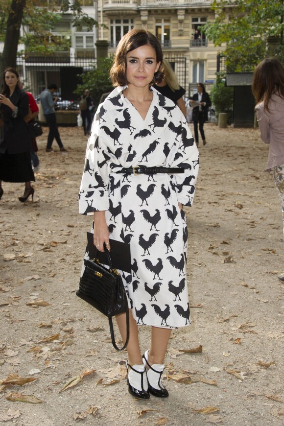 Miroslava Duma arrive au Musée de l'Orangerie pour assister au défilé Hermès. Paris, le 2 octobre 2013.