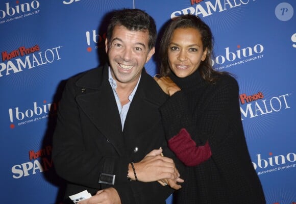 Stéphane Plaza et Karine Le Marchand à la générale du spectacle "Spamalot" au Théâtre Bobino, à Paris. Le 3 octobre 2013.