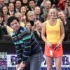 Rory McIlroy et sa belle Caroline Wozniacki lors d'un match exhibition face à Maria Sharapova au Madison Square Garden de New York, le 5 mars 2012. Le couple serait séparé depuis début septembre 2013...