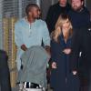 Kim Kardashian et sa fille North West accompagnent Kanye West alors qu'il se rend sur le plateau du "Jimmy Kimmel Live" à Hollywood, le 9 octobre 2013.