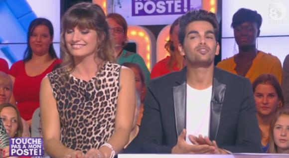 Laetitia Milot et Christophe Licata sur le plateau de "Touche pas à mon poste". Le 17 octobre 2013.