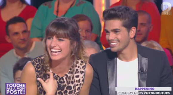 Laetitia Milot et Christophe Licata sur le plateau de "Touche pas à mon poste". Le 17 octobre 2013.