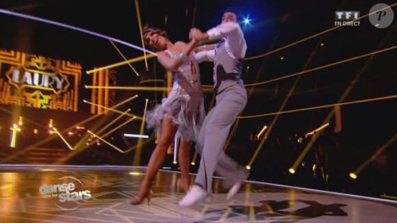 Laury Thilleman et Maxime Dereymez - Quatrième prime de "Danse avec les stars 4" sur TF1. Le 19 octobre 2013.