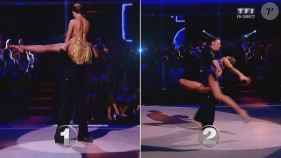 Titoff et Silvia Notargiacomo et le duoLaury Thilleman et Maxime Dereymezse sont affrontés dans le face-à-face lors du quatrième prime de "Danse avec les stars 4" sur TF1. Le 19 octobre 2013.