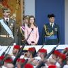 Le prince Felipe et la princesse Letizia d'Espagne lors de la parade militaire de la Fête nationale à Madrid, le 12 octobre 2013.