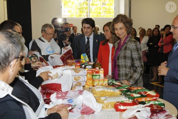 La reine Sofia d'Espagne inaugurant une banque alimentaire à Madrid, le 21 octobre 2013.