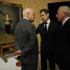 Pierre Bergé fait don du Goya au Louvre. Ici avec Nicolas Sarkozy et François Pinault au Grand Palais, le 20 févrer 2009.