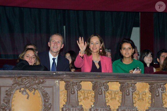 Guillaume Garot, Ségolène Royal et Najat Vallaud-Belkacem au concert de Joyce Jonathan, au Trianon, à Paris, le 29 octobre 2013.