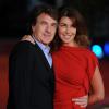 Francois Cluzet accompagné de sa femme Narjiss, lors de la présentation du film En solitaire, dans le cadre du Festival du film de Rome le 9 novembre 2013