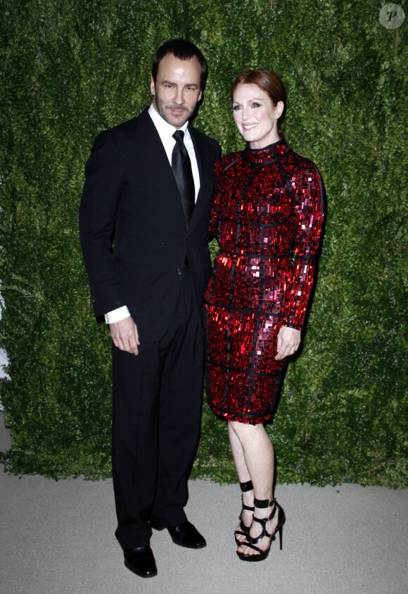 Tom Ford et Julianne Moore assistent à la 10e remise du prix CFDA/Vogue Fashion Fund aux Spring Studios. New York, le 11 novembre 2013.