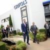 Le prince Felipe d'Espagne et sa femme Letizia ont visité les locaux de la multinationale Grifols, à Los Angeles, le 15 novembre 2013.