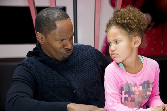 Jamie Foxx et sa fille Annalise à la conférence de presse du film The Amazing Spider-Man 2 aux Studios Sony à Culver City, le 17 novembre 2013.