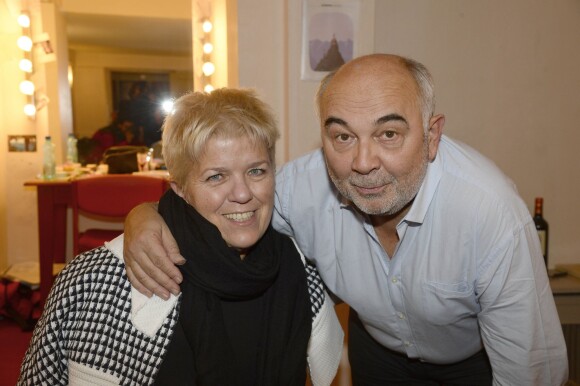 Mimie Mathy et Gérard Jugnot lors de la représentation exceptionnelle de la pièce "Cher Trésor" au théâtre des Nouveautés à Paris à l'occasion de la création du Festival de l'Ile Maurice, le 18 novembre 2013