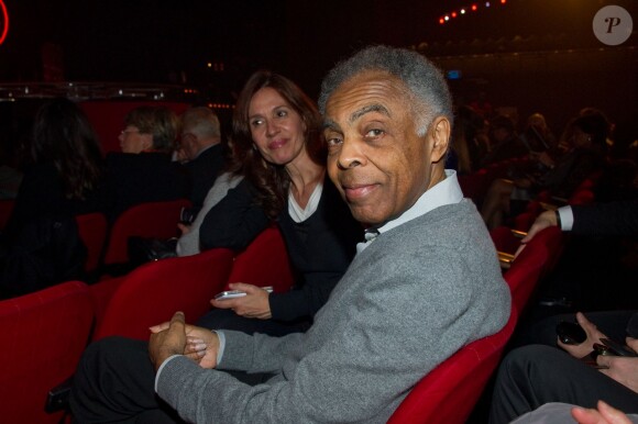 Gilberto Gil dans la salle lors de la cérémonie des Grands Prix Sacem 2013, le 25 novembre 2013 à l'Olympia de Paris.
