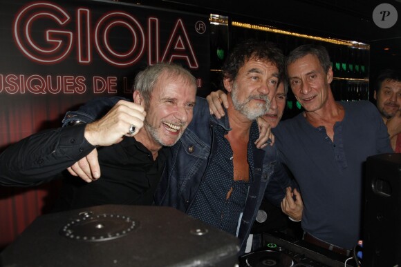 Exclusif - Geoffroy Thiebaut, Olivier Marchal, Laurent Olmedo et Francois Levantal au restaurant La Gioia, rue de Rivoli à Paris, le 27 Novembre 2013.
