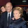 Jacques Chirac et Bernadette Chirac au Musée du Quai Branly à Paris pour la remise du prix de la Fondation Chirac pour la prévention des conflits, le 21 novembre 2013.