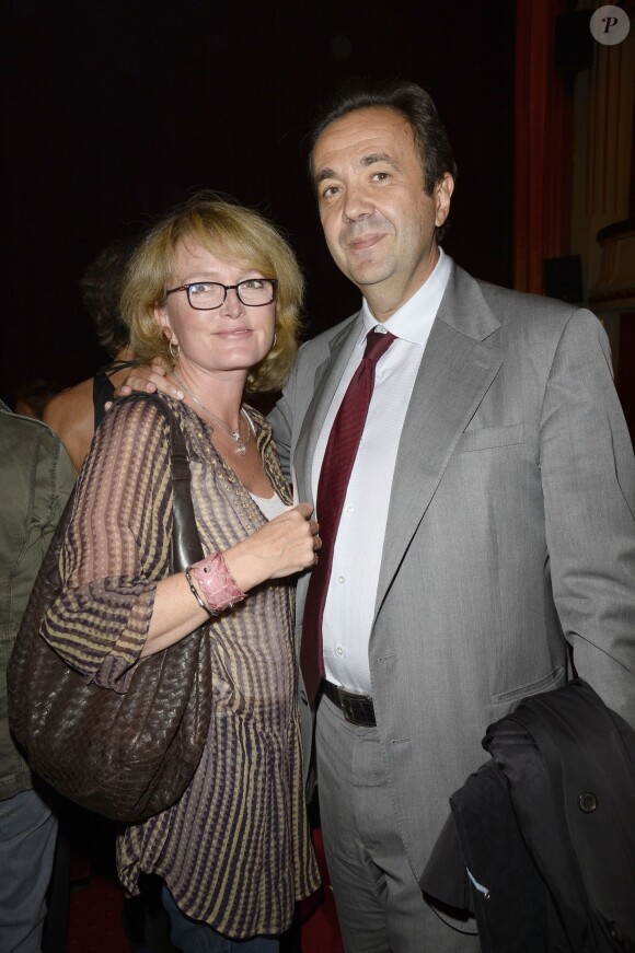 Claude Chirac et son mari Frederic Salat-Baroux au Théâtre de la porte Saint-Martin pour voir Muriel Robin à Paris, le 23 septembre 2013.