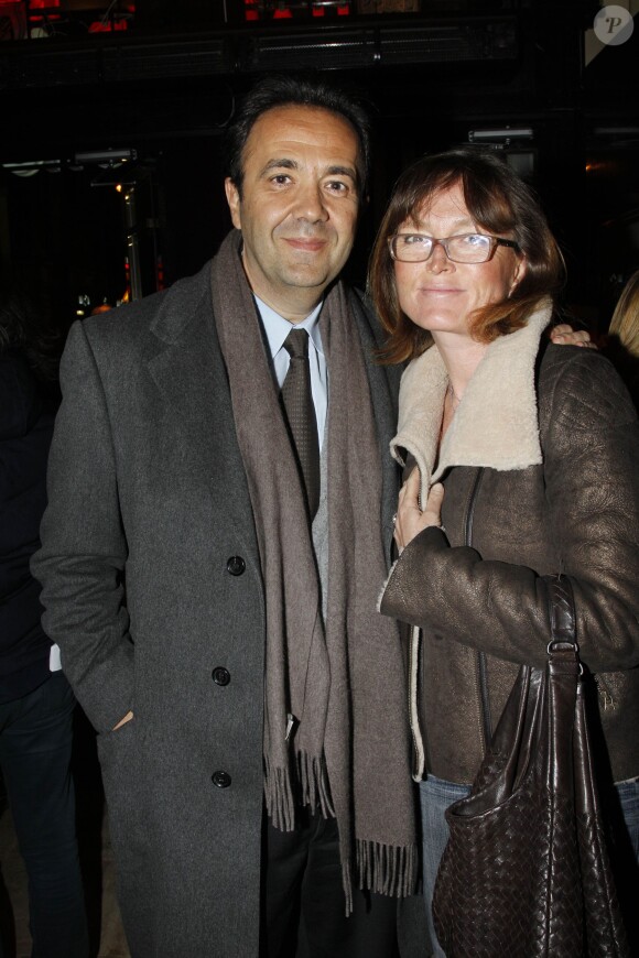 Claude Chirac et son mari Frederic Salat-Baroux au théâtre Antoine à Paris le 5 mars 2013.