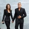 Elisabetta Canalis et George Clooney à Milan en septembre 2010.