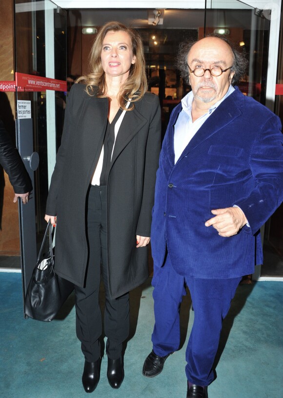 Valérie Trierweiler et Jean-Michel Ribes - Soirée de soutien du monde la culture à Christiane Taubira au Théâtre du Rond-Point à Paris, le 2 décembre 2013.