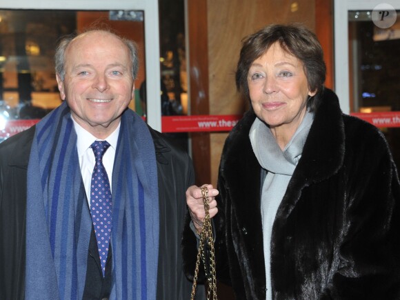 Jacques Toubon et son épouse Lise - Soirée de soutien du monde la culture à Christiane Taubira au Théâtre du Rond-Point à Paris, le 2 décembre 2013.