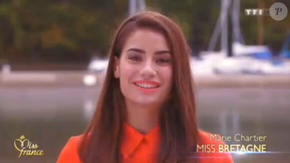 Marie Chartier, Miss Bretagne : Portrait lors de l'élection Miss France 2014 sur TF1, en direct de Dijon, le 7 décembre 2013