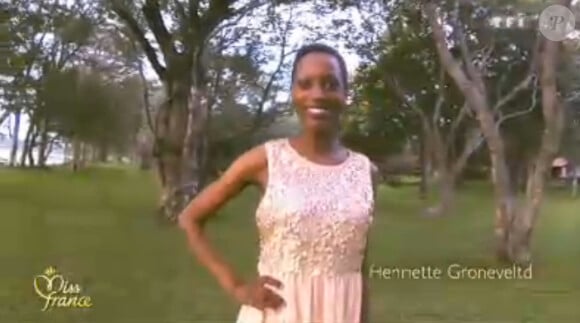 Henriette Groneveldt, Miss Guyane : Portrait lors de l'élection Miss France 2014 sur TF1, en direct de Dijon, le 7 décembre 2013