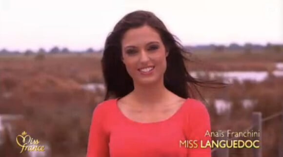 Anaïs Franchini, Miss Languedoc : Portrait lors de l'élection Miss France 2014 sur TF1, en direct de Dijon, le 7 décembre 2013