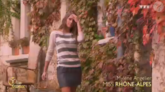 Mylène Angelier, Miss Rhône-Alpes : Portrait lors de l'élection Miss France 2014 sur TF1, en direct de Dijon, le 7 décembre 2013