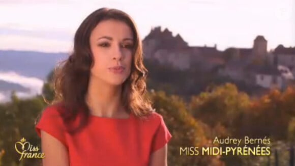 Audrey Bernès, Miss Midi-Pyrénées : Portrait lors de l'élection Miss France 2014 sur TF1, en direct de Dijon, le 7 décembre 2013