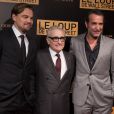 Leonardo Di Caprio, Martin Scorsese et Jean Dujardin lors de l'avant-première mondiale du film Le Loup de Wall Street au cinéma Gaumont Opéra à Paris le 9 décembre 2013.
