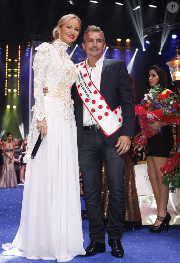 Exclusif - Adriana Karembeu (présentatrice) et Richard Virenque - Finale de l'élection de Top Model Belgium à Mons en Belgique le 8 décembre 2013.
