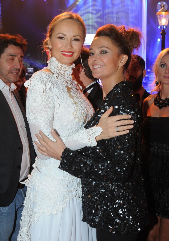 Exclusif - Adriana Karembeu (présentatrice) et Sandrine Quétier - Finale de l'élection de Top Model Belgium à Mons en Belgique le 8 décembre 2013.