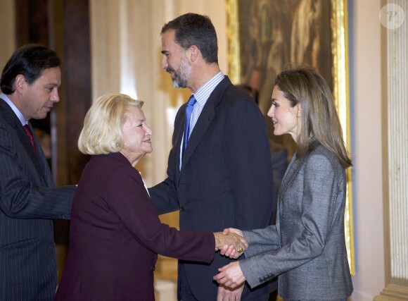 Felipe et Letizia d'Espagne à la Zarzuela le 11 décembre 2013 pour la réunion du conseil de la Fondation Prince de Gérone.