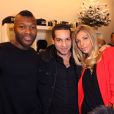 Exclusif - Djibril Cissé, Benjamin Morgaine et sa femme Elodie à l'inauguration de la boutique éphémère Mr Lenoir, marque du footballeur, à la Galerie RTR à Paris, le 13 decembre 2013.