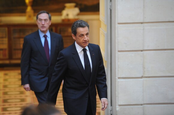 Nicolas Sarkozy et Claude Guéant au palais de l'Elysée à Paris, le 7 janvier 2011